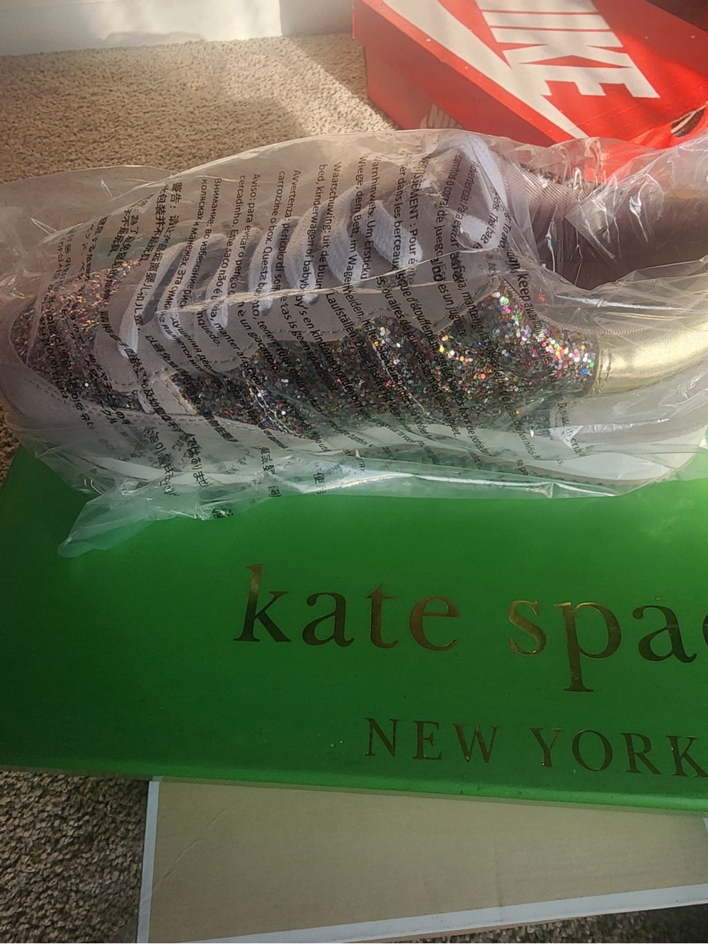 kate spade Kids Glitter Sneaker in Multicolor and Gold